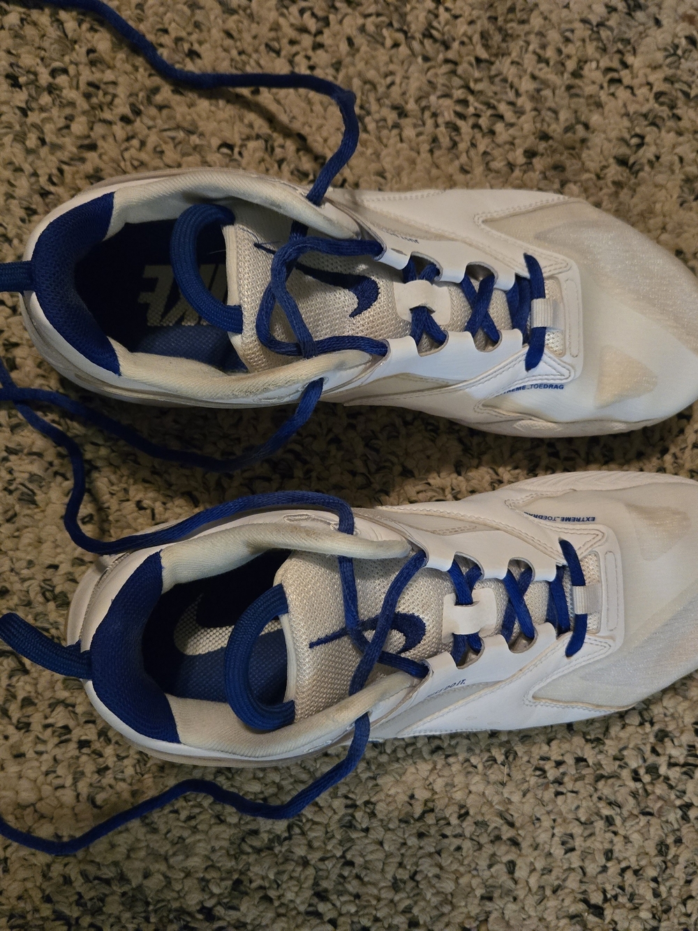 Nike White and Royal Blue Kids Sneaker